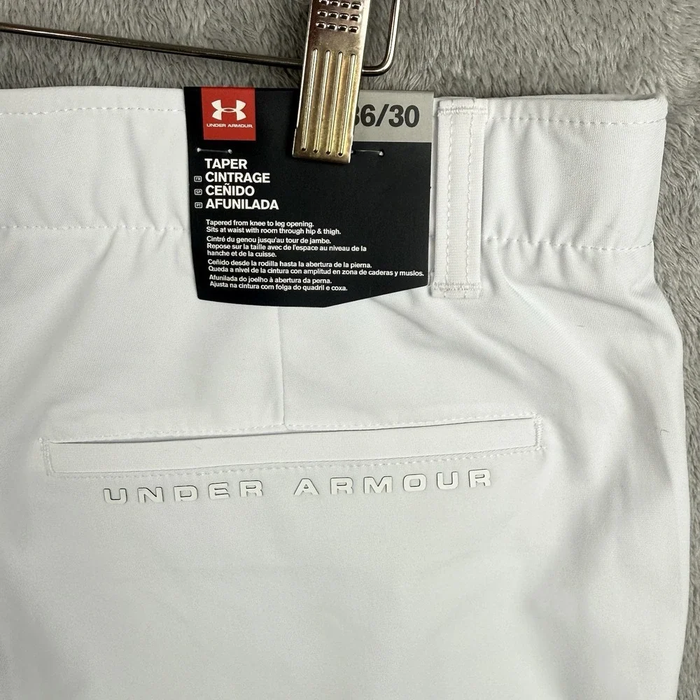 Under Armour Golf Pants Mens 36x30 White Tapered Stretch Performance Chino NWT